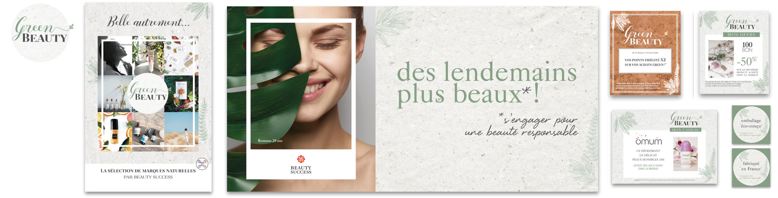 Déclinaison de la charte graphique Green Beauty pour Beauty Success à Bordeaux