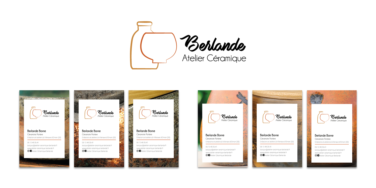 Graphiste, création logo et cartes de visite pour Berlande Atelier Céramique à Bordeaux